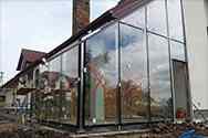 stalen frame structuur van buitenmuren van roestvrij staal met gelaagd veiligheidsglas